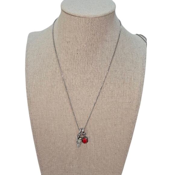 Kendra Scott Silver Necklace with Red Heart Charm Pendant - Picture 4 of 7